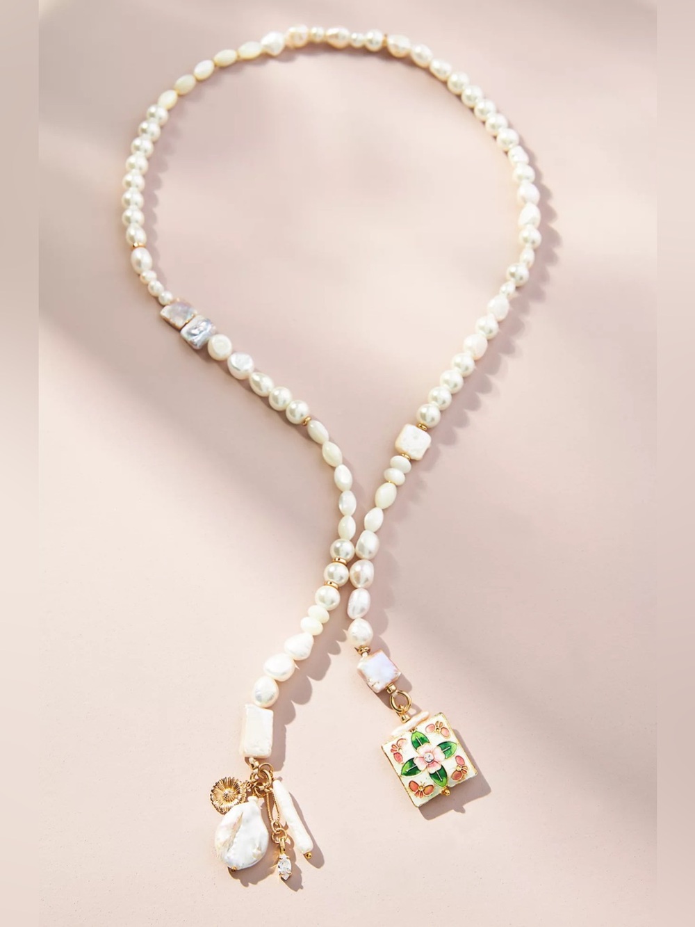 New Anthropologie Embellished Pearl Wrap Necklace